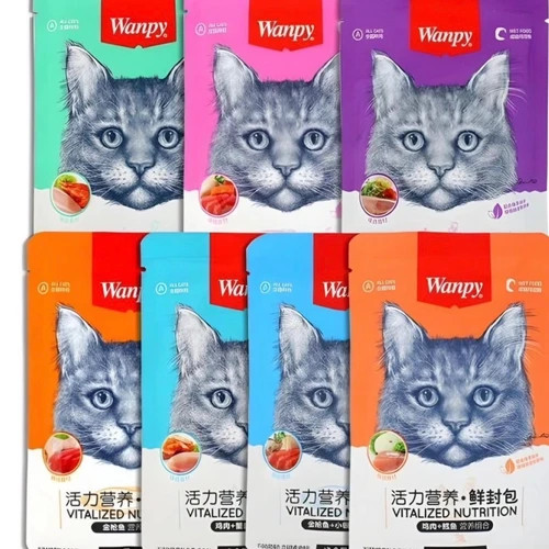 پوچ گربه ونپی مدل چینی نویس در 7 طعم وزن ٨٠ گرم